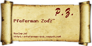 Pfeferman Zoé névjegykártya